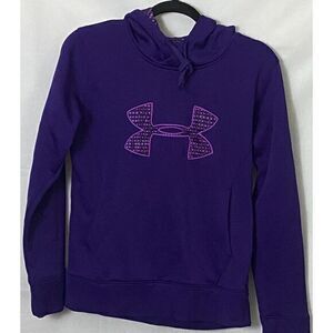Under Armour Womens Purple‎ Hoodie Sweatshirt Performance Contrast Logo Sm